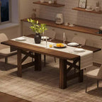 COZONY 71 Tavolo da pranzo rustico, tavolo da cucina rettangolare in legno stile Farmhouse per 6-8 persone, piano spesso rettangolare, base robusta