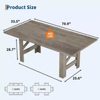 COZONY 71 Tavolo da pranzo rustico, tavolo da cucina rettangolare in legno stile Farmhouse per 6-8 persone, piano spesso rettangolare, base robusta