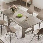 COZONY 71 Tavolo da pranzo rustico, tavolo da cucina rettangolare in legno stile Farmhouse per 6-8 persone, piano spesso rettangolare, base robusta