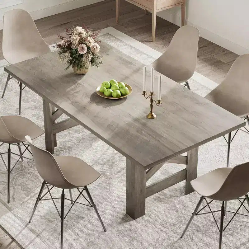 COZONY 71 Tavolo da pranzo rustico, tavolo da cucina rettangolare in legno stile Farmhouse per 6-8 persone, piano spesso rettangolare, base robusta