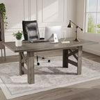 COZONY 71 Tavolo da pranzo rustico, tavolo da cucina rettangolare in legno stile Farmhouse per 6-8 persone, piano spesso rettangolare, base robusta