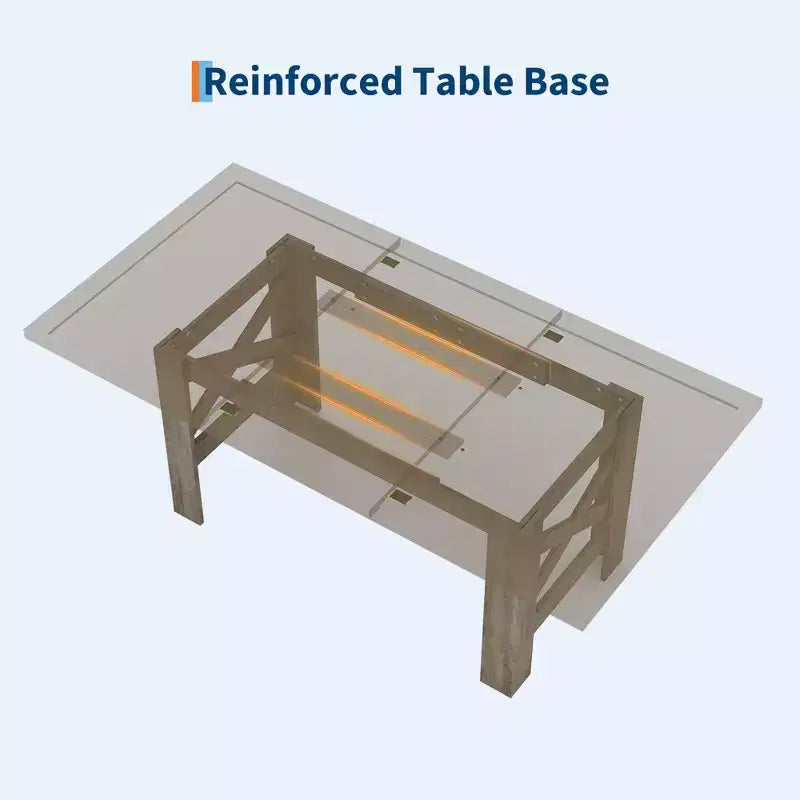 COZONY 71 Tavolo da pranzo rustico, tavolo da cucina rettangolare in legno stile Farmhouse per 6-8 persone, piano spesso rettangolare, base robusta