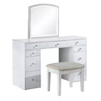 Royal Hampton Set Toeletta 3 Pezzi Bianco Con Specchio Led E Sgabello Imbottito Beige