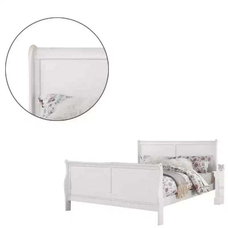 Letto a slitta Royal Hamton, design full size, con gambe eleganti, bianco