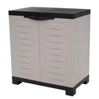HomeRoots Mobile di servizio a due ante in plastica resistente grigio e nero 26