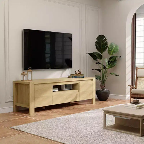 Meuble TV de 63 po avec portes et armoire, meuble de divertissement style ferme, meuble TV pour téléviseurs jusqu'à 70 po, console TV pour salon, chambre à coucher