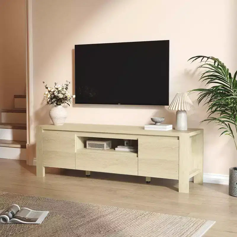 Mobile TV da 63 pollici con ante e armadietto, mobile TV in stile rustico, mobile TV per televisori fino a 70 pollici, consolle TV per soggiorno, camera da letto