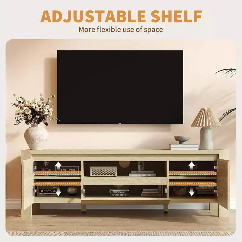Mobile TV da 63 pollici con ante e armadietto, mobile TV in stile rustico, mobile TV per televisori fino a 70 pollici, consolle TV per soggiorno, camera da letto