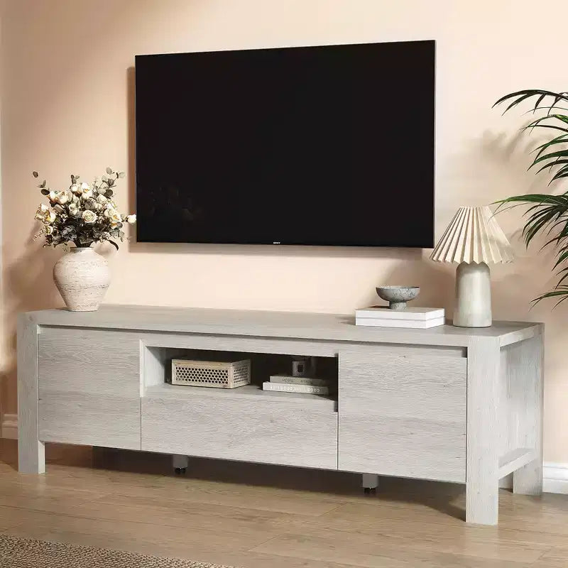 Mobile TV da 63 pollici con ante e armadietto, mobile TV in stile rustico, mobile TV per televisori fino a 70 pollici, consolle TV per soggiorno, camera da letto