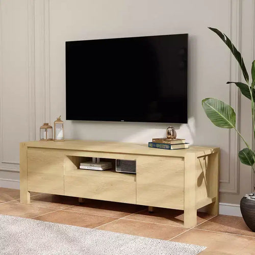 63 TV Stand with Doors and Cabinet, Farmhouse Entertainment Center, Entertainment Stand for TVs Up to 70, TV Console for Living Room, Bedroom