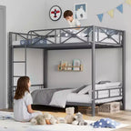 Letto a castello in metallo con design floreale, letto a castello Twin Over Twin con sponda di sicurezza e stabilità silenziosa, salvaspazio per camerette dei bambini
