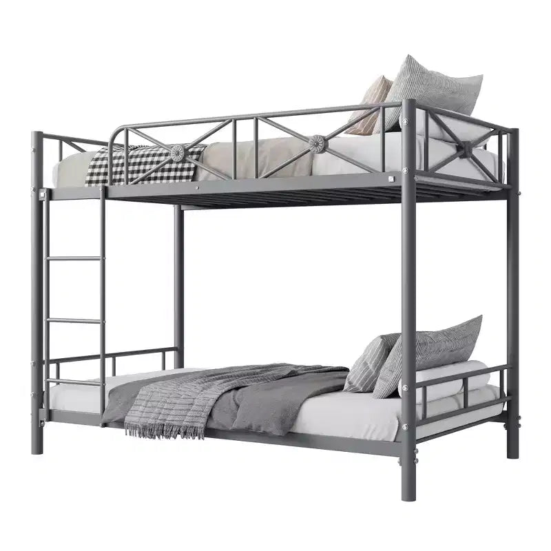 Letto a castello in metallo con design floreale, letto a castello Twin Over Twin con sponda di sicurezza e stabilità silenziosa, salvaspazio per camerette dei bambini