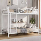Letto a castello in metallo con design floreale, letto a castello Twin Over Twin con sponda di sicurezza e stabilità silenziosa, salvaspazio per camerette dei bambini