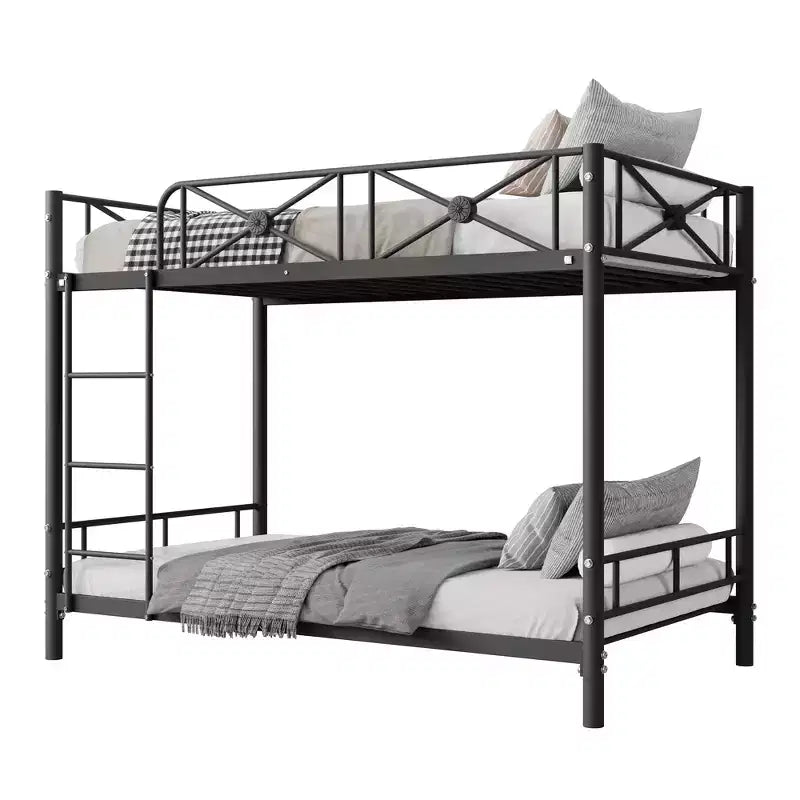 Letto a castello in metallo con design floreale, letto a castello Twin Over Twin con sponda di sicurezza e stabilità silenziosa, salvaspazio per camerette dei bambini