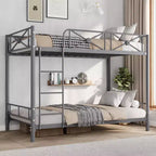 Letto a castello in metallo con design floreale, letto a castello Twin Over Twin con sponda di sicurezza e stabilità silenziosa, salvaspazio per camerette dei bambini