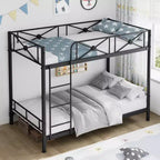 Letto a castello in metallo con design floreale, letto a castello Twin Over Twin con sponda di sicurezza e stabilità silenziosa, salvaspazio per camerette dei bambini