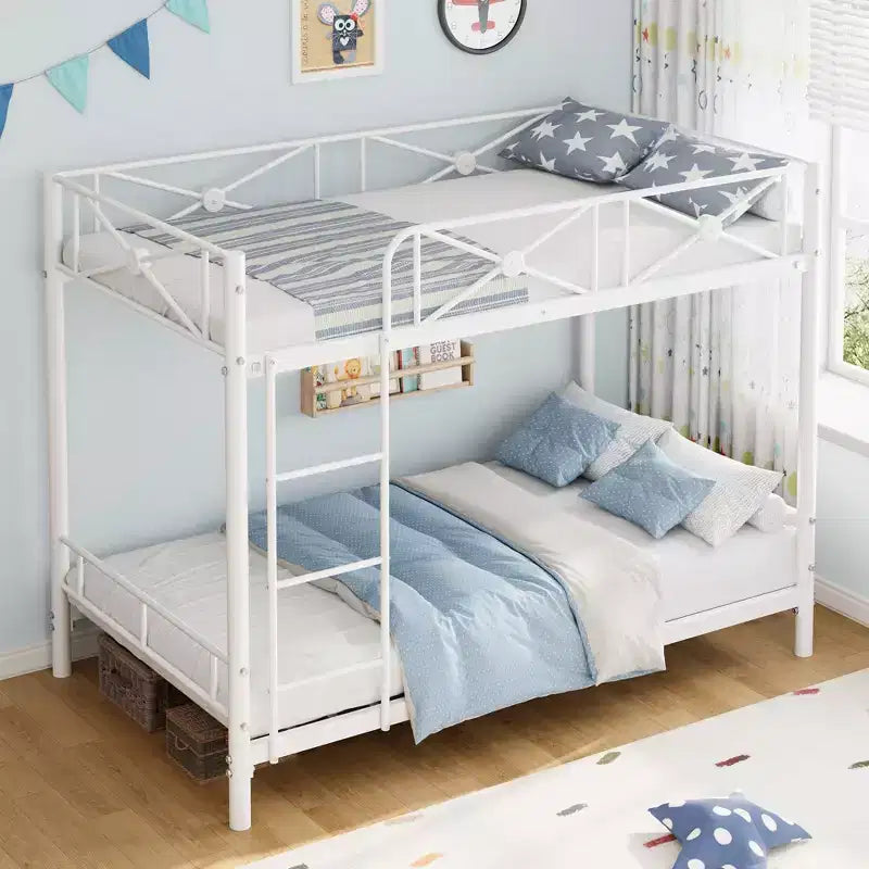Letto a castello in metallo con design floreale, letto a castello Twin Over Twin con sponda di sicurezza e stabilità silenziosa, salvaspazio per camerette dei bambini