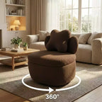 Sedia Girevole con Schienale a Cuore, Divano Lounge in Velluto Teddy Girevole a 360 Gradi con Contenitore per Soggiorno