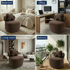 Sedia Girevole con Schienale a Cuore, Divano Lounge in Velluto Teddy Girevole a 360 Gradi con Contenitore per Soggiorno