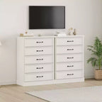 Comò a 5 cassetti Mid-Century Modern 42 - Cassettiera in legno con armadio per camera da letto o soggiorno (bianco)