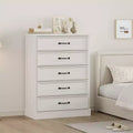 42 Mid-Century Modern 5-Drawer Dresser - Wooden Chest of Drawers with Closet Storage for Bedroom or Living Room (White)