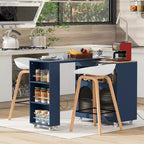 GDFStudio Paolo Isola da cucina moderna con ruote, tavolo e mobile estraibili, luce LED e presa di corrente