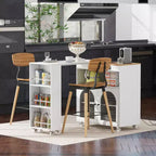 GDFStudio Paolo Isola da cucina moderna con ruote, tavolo e mobile estraibili, luce LED e presa di corrente