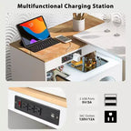 GDFStudio Paolo Isola da cucina moderna con ruote, tavolo e mobile estraibili, luce LED e presa di corrente