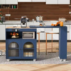 GDFStudio Paolo Isola da cucina moderna con ruote, tavolo e mobile estraibili, luce LED e presa di corrente