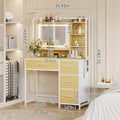 Acekool Vanity Desk with Mirror, 35.4 Makeup Vanity Table with 4 Fabric Drawers & Storage Shelves
