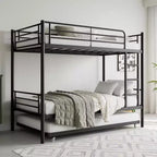 Letto a Castello in Metallo con Struttura e Rotelle Estraibili, con Scaletta e Sponde di Sicurezza, Salvaspazio per Adolescenti, Ospiti, Camere da Letto Piccole