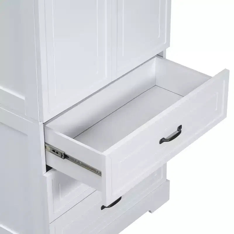 GDFStudio Clara Mobile Contenitore Alto da Bagno Moderno in Legno con Doppie Ante, Ripiano Regolabile e 2 Cassetti