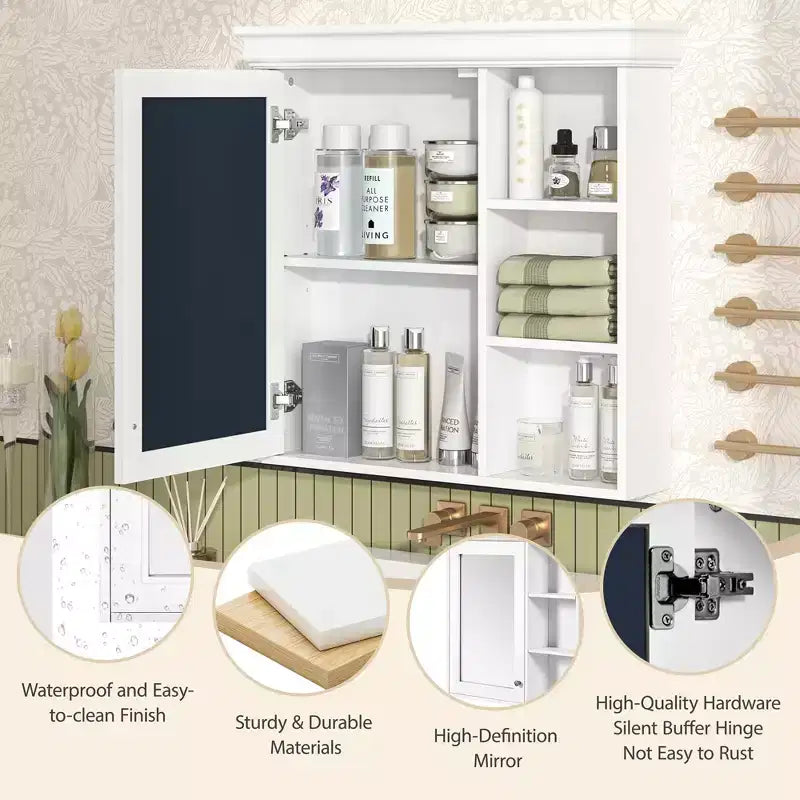 CASAINC Armadietto a Specchio da 30'' x 28'' a Parete con Specchio e Organizer