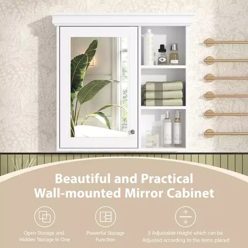 CASAINC Armadietto a Specchio da 30'' x 28'' a Parete con Specchio e Organizer