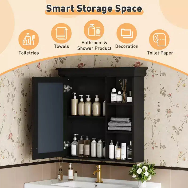 CASAINC Armadietto a Specchio da 30'' x 28'' a Parete con Specchio e Organizer