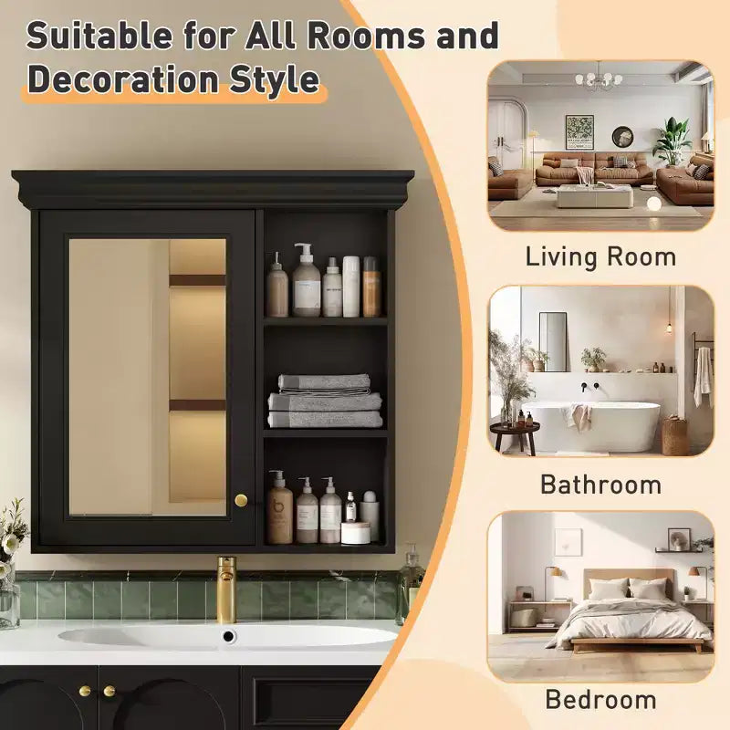 CASAINC Armadietto a Specchio da 30'' x 28'' a Parete con Specchio e Organizer