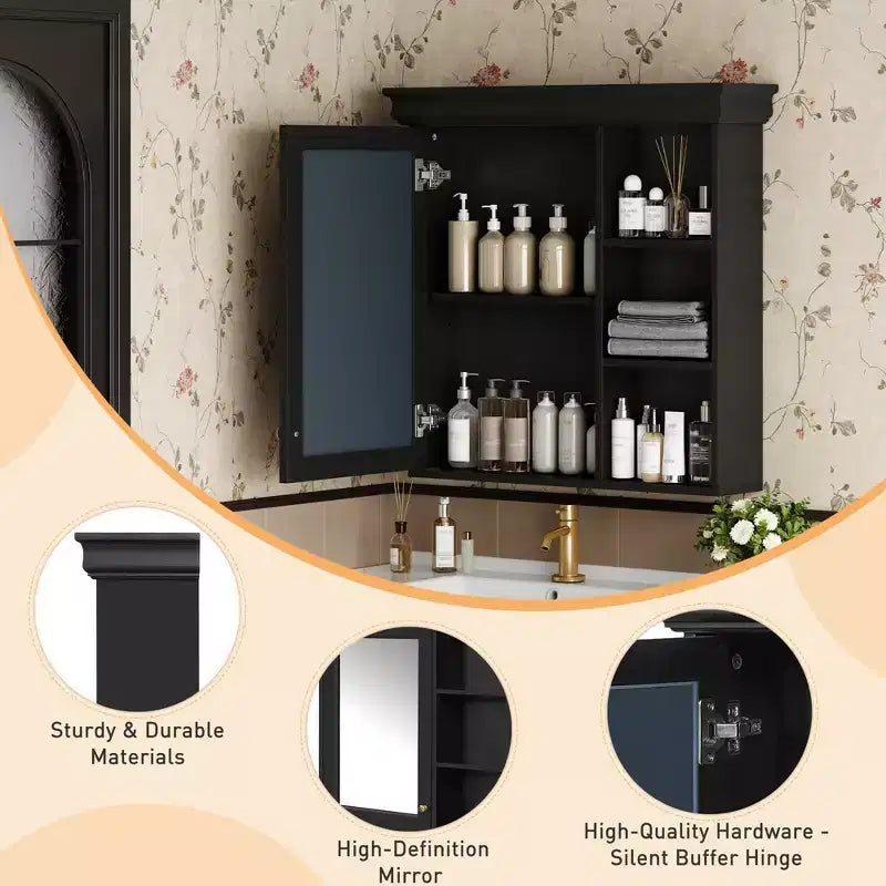 CASAINC Armadietto a Specchio da 30'' x 28'' a Parete con Specchio e Organizer