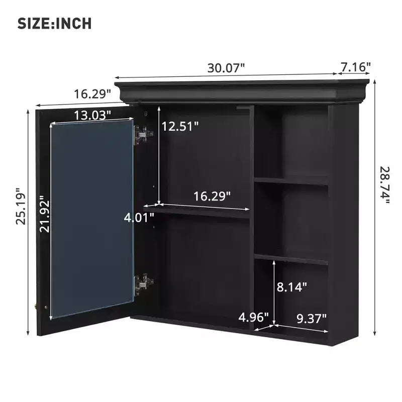 CASAINC Armadietto a Specchio da 30'' x 28'' a Parete con Specchio e Organizer