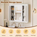 Mobiletto da bagno a parete CASAINC con specchio e 4 ripiani, salvaspazio per il bagno