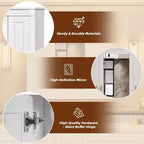 Mobiletto da bagno a parete CASAINC con specchio e 4 ripiani, salvaspazio per il bagno