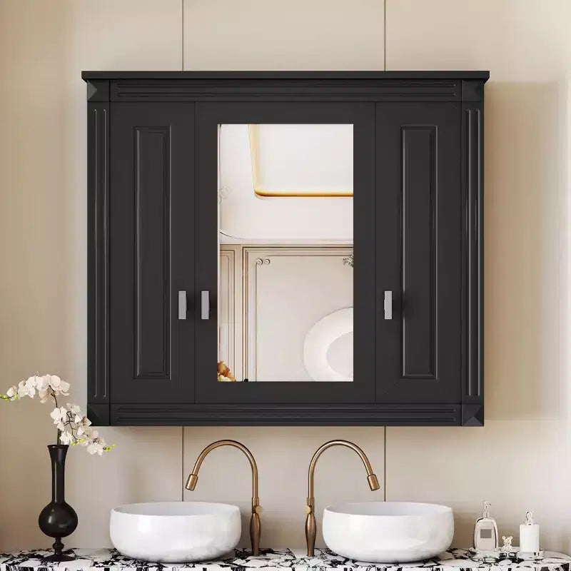 Mobiletto da bagno a parete CASAINC con specchio e 4 ripiani, salvaspazio per il bagno