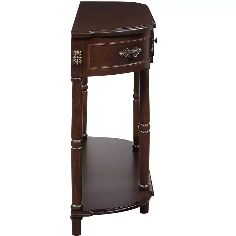 TUYOHW Tavolo Consolle Retrò Curvo con 2 Cassetti, Tavolo da Divano Rustico con Gambe Romane e Ripiano Aperto, Tavolo da Ingresso in Legno per Soggiorno, Corridoio