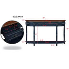 TUYOHW Tavolo Consolle Retrò Curvo con 2 Cassetti, Tavolo da Divano Rustico con Gambe Romane e Ripiano Aperto, Tavolo da Ingresso in Legno per Soggiorno, Corridoio