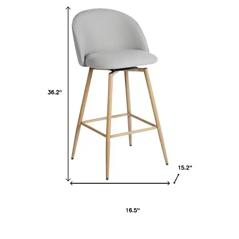 HomeRoots Set di Due Sgabelli da Bar Girevoli ad Altezza Bancone Bassa con Schienale Basso in Tessuto e Metallo Grigio e Rovere da 27 pollici