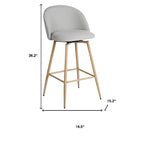 HomeRoots Set di Due Sgabelli da Bar Girevoli ad Altezza Bancone Bassa con Schienale Basso in Tessuto e Metallo Grigio e Rovere da 27 pollici