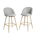 HomeRoots Set di Due Sgabelli da Bar Girevoli ad Altezza Bancone Bassa con Schienale Basso in Tessuto e Metallo Grigio e Rovere da 27 pollici