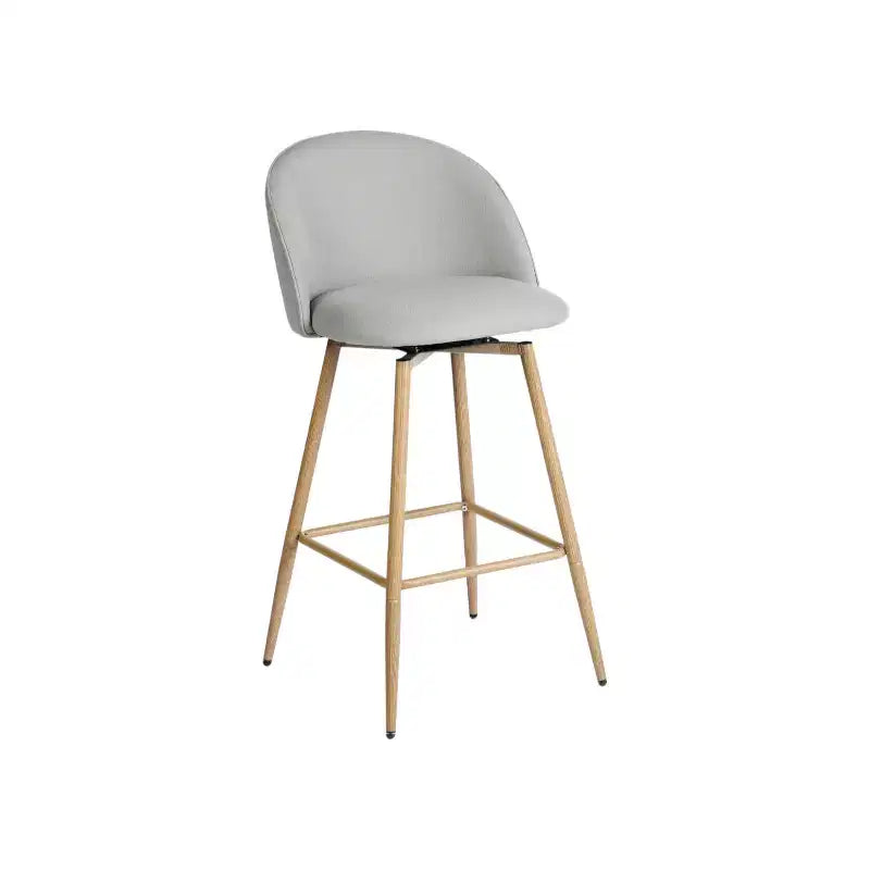 HomeRoots Set di Due Sgabelli da Bar Girevoli ad Altezza Bancone Bassa con Schienale Basso in Tessuto e Metallo Grigio e Rovere da 27 pollici