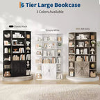 Libreria moderna a 75 scomparti con armadietto, libreria in legno a 6 ripiani con ante e mensole regolabili per camera da letto, cameretta o sala giochi