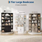 Libreria moderna a 75 scomparti con armadietto, libreria in legno a 6 ripiani con ante e mensole regolabili per camera da letto, cameretta o sala giochi