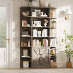 Libreria moderna a 75 scomparti con armadietto, libreria in legno a 6 ripiani con ante e mensole regolabili per camera da letto, cameretta o sala giochi